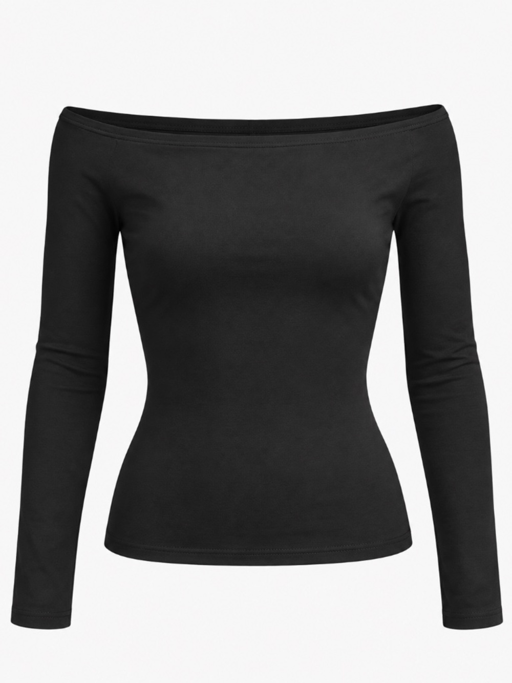 Garage Black Off Shoulder Boat Neck Top
